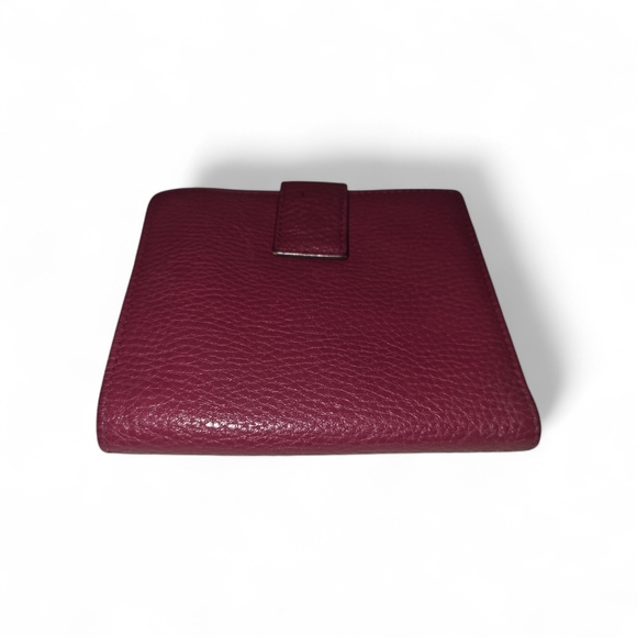 SALVATORE FERRAGAMO Burgundy Leather Ganchini Bifold Compact Wallet - Picture 5 of 16